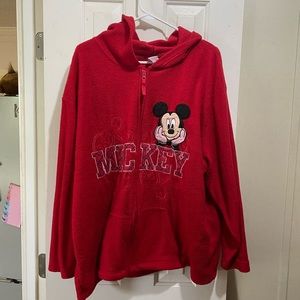 red fuzzy zip up mickey mouse jacket!